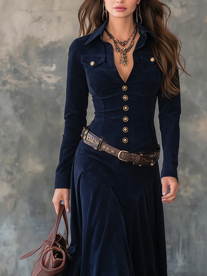 Avora Lyon | Robe longue en suédine avec fente