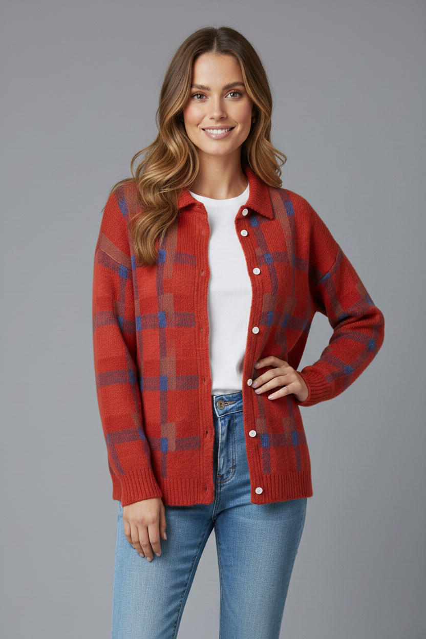 Avora Lyon | Cardigan Doux à Carreaux