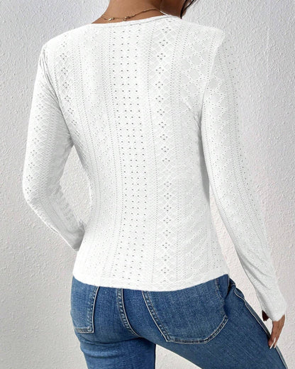 Avora Lyon | Haut À Manches Longues Col V Panneau En Dentelle