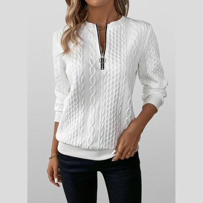 Avora Lyon | Pull femme en tricot torsadé avec col zippé