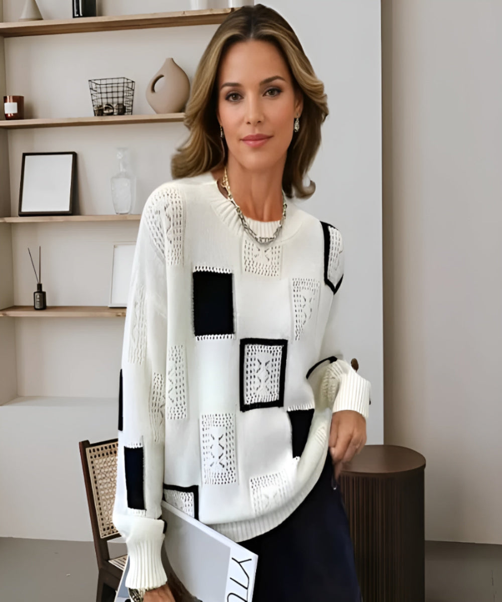 Avora Lyon | Pull Élégant à Motifs Géométriques Ajourés
