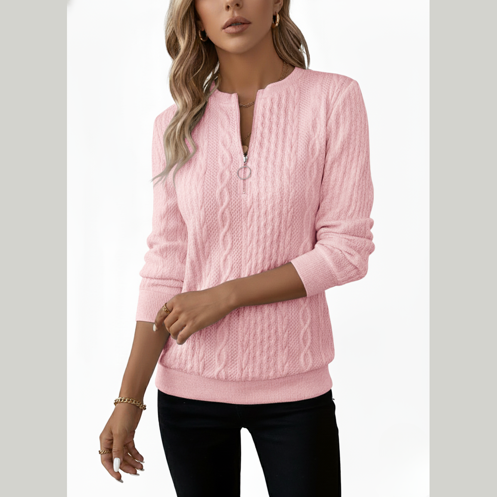 Avora Lyon | Pull femme en tricot torsadé avec col zippé