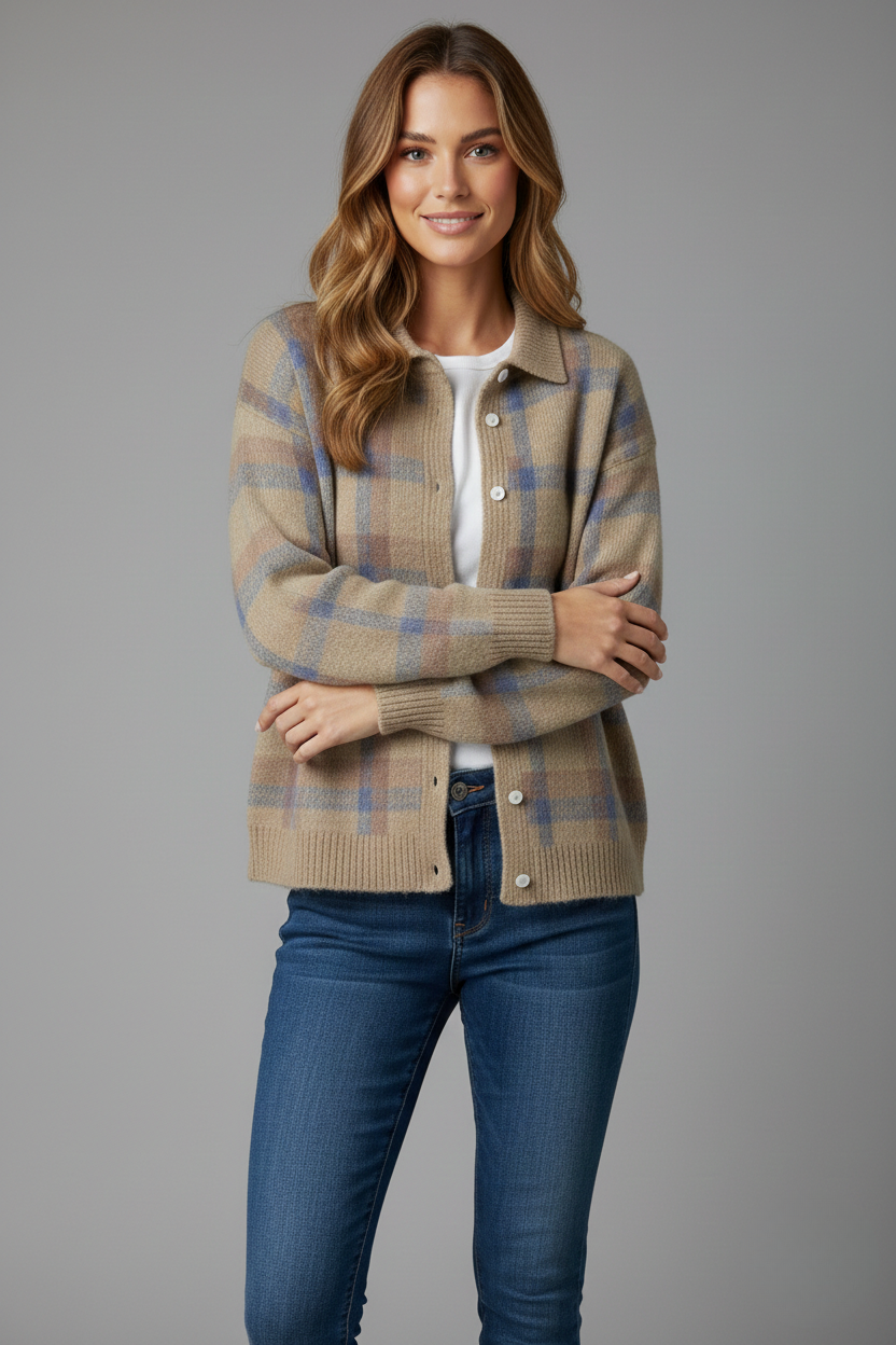 Avora Lyon | Cardigan Doux à Carreaux